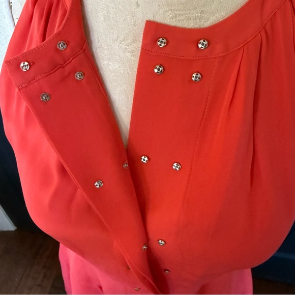 Parker NY Women's Orange Nicole Stud-Front Sleeveless 100% Silk Dress Size XS - Picture 5 of 10